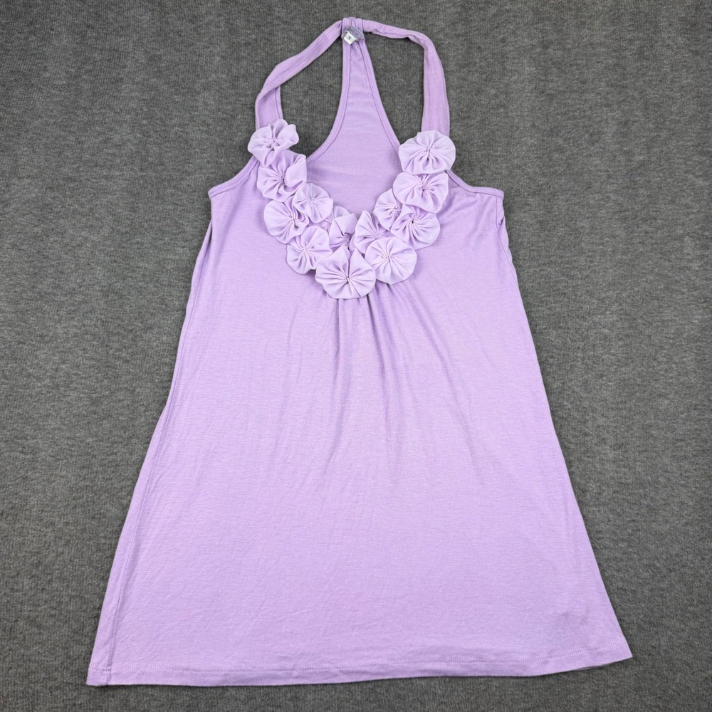 Rosie Lucia Tank Top Womens Small Purple Rosette Floral Racerback Rayon 23381